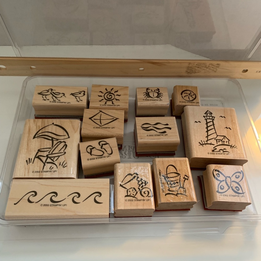 Stampin' Up! Nautical and Beach Wooden Stamp Set “On the beach” 2002 retired